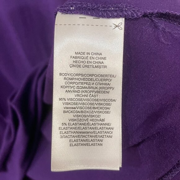New LRL Tie Neck Jersey Knit Top Royal Purple Medium - Picture 5 of 6